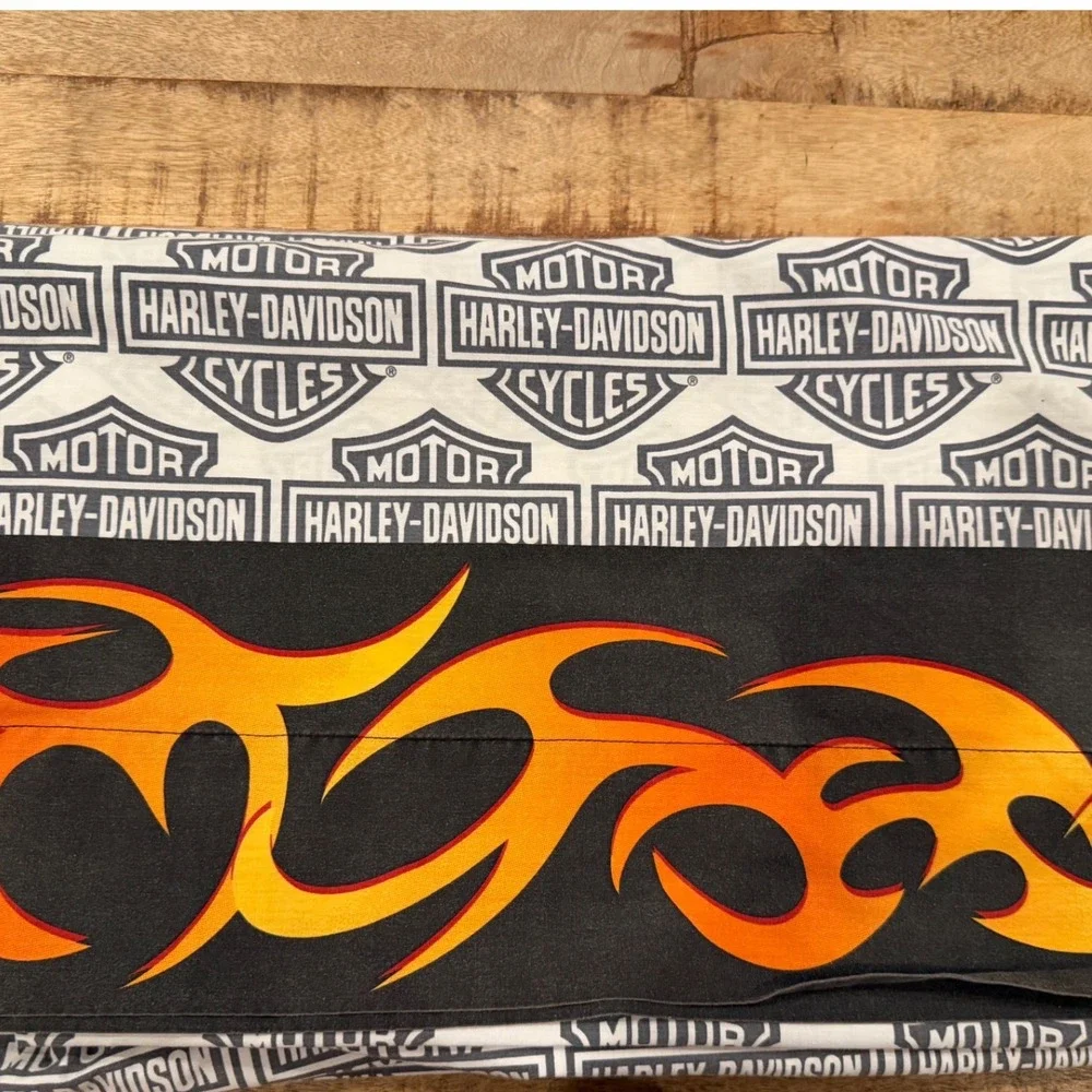 Harley Davidson Flame Rider Fireball Bedding Set Flat Sheet and Fitted Sheet